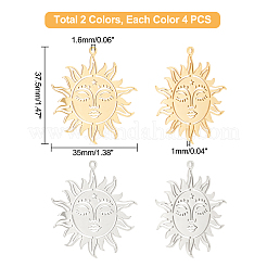 8Pcs 2 Colors 201 Stainless Steel Pendants&nbsp;STAS-DC0006-99
