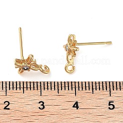 Brass Micro Pave Cubic Zirconia Studs Finding&nbsp;KK-K364-06G
