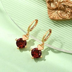 Heart Brass Micro Pave Cubic Zirconia Hoop Earrings&nbsp;EJEW-D318-02KCG