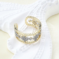 Brass Micro Pave Clear Cubic Zirconia Cuff Rings for Women&nbsp;RJEW-G347-11GP