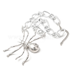 Alloy Crystal Rhinestone Halloween Spider Pendant Figaro Chain Necklaces&nbsp;LS-JEWB-P337-01P