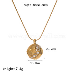 304 Stainless Steel Micro Pave Clear Cubic Zirconia Geometric Pendant Necklaces for Women&nbsp;WG9703C-03