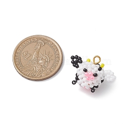 Glass Seed Beaded Cow Pendants&nbsp;PALLOY-MZ01126