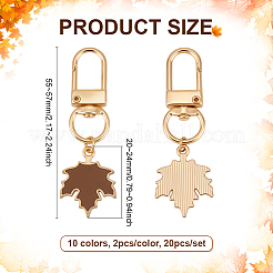 20Pcs 10 Colors Maple Leaf Alloy Enamel Pendant Decoration&nbsp;HJEW-PH02092