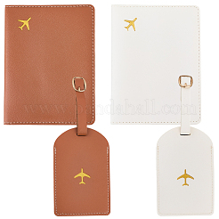 2Pcs PU Leather Luggage Tag & 2Pcs Passport Cover Sets&nbsp;FIND-CL0001-14B