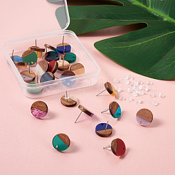 Resin & Walnut Wood Stud Earring Findings&nbsp;MAK-CD0001-06