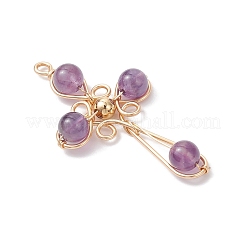 4Pcs 4 Styles Natural Amethyst & Carnelian(Dyed & Heated) & Green Aventurine & Tiger Eye Pendants&nbsp;PALLOY-TA00326
