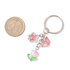 6Pcs Glass Butterfly Flower Keychain&nbsp;KEYC-JKC01111