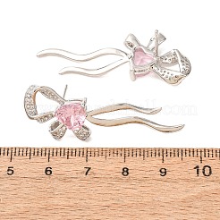 Brass Micro Pave Cubic Zirconia Stud Earrings for Women&nbsp;KK-CBADFF4-05P