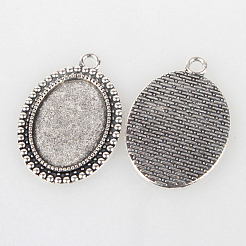 Tibetan Style Alloy Pendant Cabochon Settings&nbsp;X-TIBEP-N003-37AS