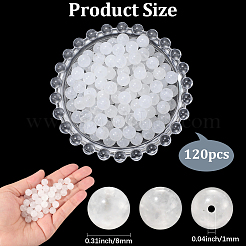 120Pcs Round Natural White Jade Beads&nbsp;G-PA0001-07B