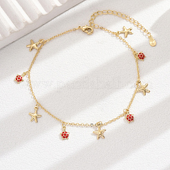 Elegant Brass Enamel Turtle Starfish Beach Anklet for Stylish Women&nbsp;JC1735