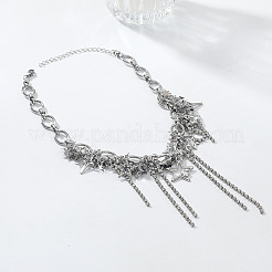 Alloy Crystal Rhinestone Star Tassel Pendant Necklaces for Women&nbsp;WGFF380-01