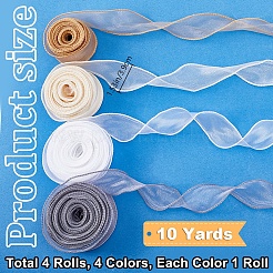 4 Rolls 4 Colors Polyester Chiffon Ribbon&nbsp;DIY-CP0010-73