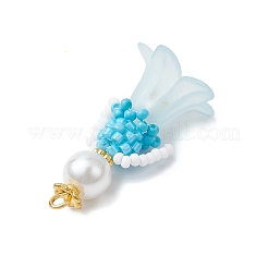 Glass Seed Beaded Flower Figurine Pendants&nbsp;PALLOY-MZ00686-04