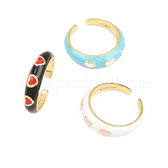 Brass Enamel Cuff Open Rings&nbsp;RJEW-P190-01G