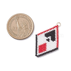 MIYUKI Delica Glass Seed Beaded Palying Card Pendants&nbsp;PALLOY-MZ01065-01