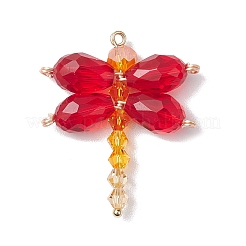 3Pcs Glass & Golden Brass Pendants&nbsp;PALLOY-TA00137