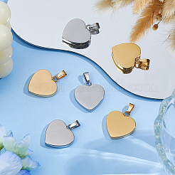 8Pcs 2 Colors Valentines Gift Idea for Him 304 Stainless Steel Stamping Blank Tag Pendants&nbsp;STAS-DC0017-11