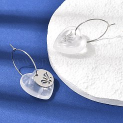 Natural Quartz Crystal & 304 Stainless Steel Hoop Earrings for Women&nbsp;EJEW-G475-02P-01