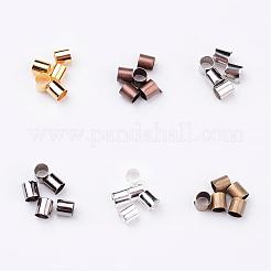1 Box 6 Colors Antique Bronze & Red Copper & Golden & Silver & Platinum & Black Brass Tube Crimp Beads&nbsp;KK-X0036-NR-B