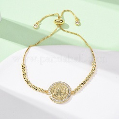 Brass Micro Pave Clear Cubic Zirconia Slider Bracelets for Women&nbsp;BJEW-G768-01G