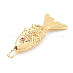 Fish Rack Plating Brass Micro Pave Cubic Zirconia Pendants&nbsp;KK-Z071-72A-01G