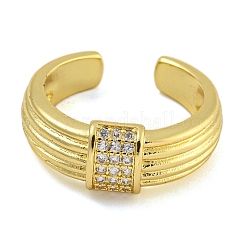 Rack Plating Brass Micro Pave Cubic Zirconia Cuff Rings for Women&nbsp;RJEW-I107-09G