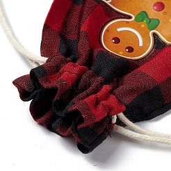 Christmas Theme Rectangle Jute Bags with Jute Cord&nbsp;ABAG-E006-01E