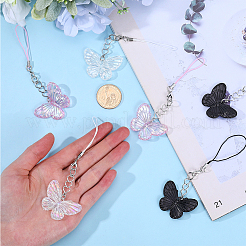 6Pcs 3 Colors Butterfly Acrylic Mobile Straps&nbsp;AJEW-GF0009-11