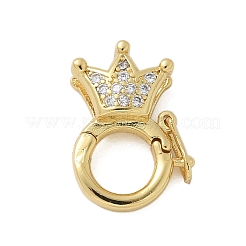 Brass Micro Pave Clear Cubic Zirconia Twister Clasps&nbsp;KK-P293-02-G