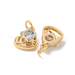 Brass Micro Pave Cubic Zirconia Pendants&nbsp;KK-K378-02G