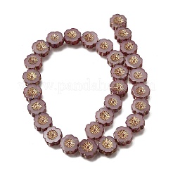 Picasso Baking Paint & Golden Metal Enlaced Glass Beads Strands&nbsp;GL-CBA98F0-04D