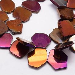 Electroplated Natural Agate Beads Strands&nbsp;G-K109-05-E
