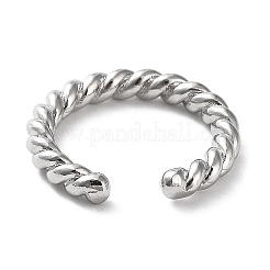 Rack Plating Brass Twist Rope Shape Open Cuff Rings for Women&nbsp;RJEW-Q777-01P