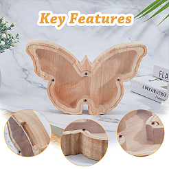 Butterfly Wood Money Banks for Kids&nbsp;AJEW-WH0348-269