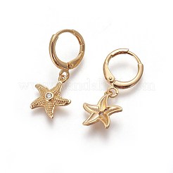 Brass Dangle Hoop Earrings&nbsp;EJEW-F199-07G