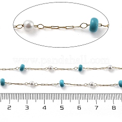 Synthetic Turquoise & Glass Beads Link Chains&nbsp;CHS-K021-04G