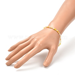 Faceted Round Glass Beads Stretch Bracelet for Teen Girl Women&nbsp;BJEW-JB07072-05