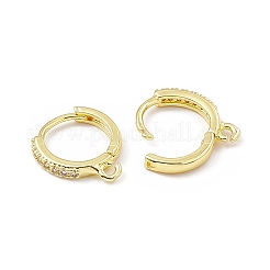 Brass Micro Pave Cubic Zirconia Hoop Earring Findings&nbsp;KK-P224-03G