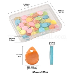56Pcs 5 Colors Spray Painted Natural Freshwater Shell Teardrop Charms&nbsp;SHEL-FS0001-12