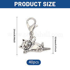 40Pcs Alloy Cat Shape Pendant Decorations&nbsp;HJEW-CA00097