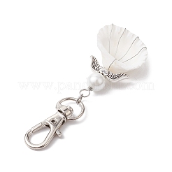 Angel Alloy & Wire Wrapped Natural Shell Pendant Decorations&nbsp;HJEW-JM02017-02