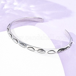 Retro 316 Surgical Stainless Steel Cuff Bangles&nbsp;BJEW-C142-09AS