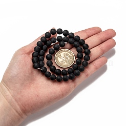 Grade A Natural Black Agate Beads Strands&nbsp;G447-4