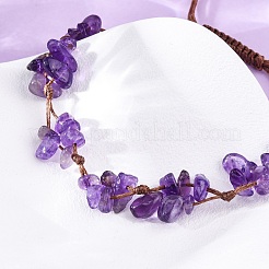 Adjustable Natural Amethyst Braided Bead Bracelets for Women&nbsp;BJEW-U035-02F