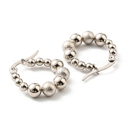 Non-Tarnish 304 Stainless Steel Beaded Hoop Earrings for Women&nbsp;EJEW-F319-03P