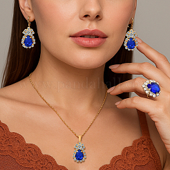 2 Colors Rhinestone Teardrop Leverback Earrings & Pendant Necklaces & Rings&nbsp;SJEW-HY0001-22A