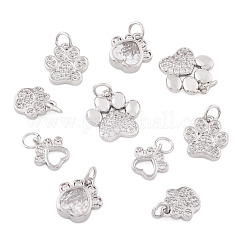 10Pcs 5 Styles Rack Plating Brass Micro Pave Cubic Zirconia Charms&nbsp;KK-TA0002-42
