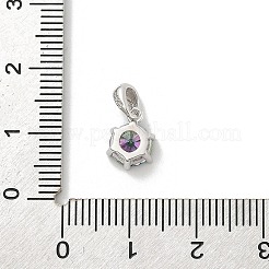 925 Sterling Silver Moissanite Rhinestone Flat Round Charms&nbsp;STER-U008-03P
